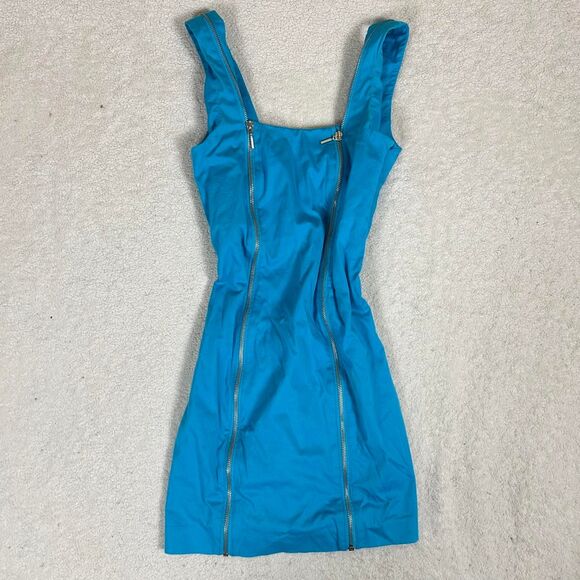 bebe Dresses & Skirts - Bebe Y2K Teal Bodycon Zip Dress
